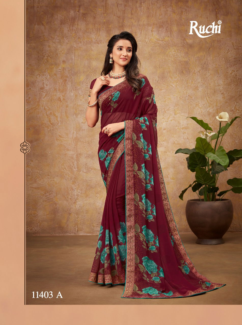 Ruchi Naavya Casual Daily Wear Georgette Designer Printed Saree Collection